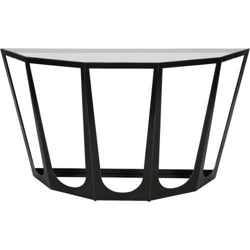 Stolik konsolowy Richmond 136 cm konsola brąz żelazo geometryczna podstawa