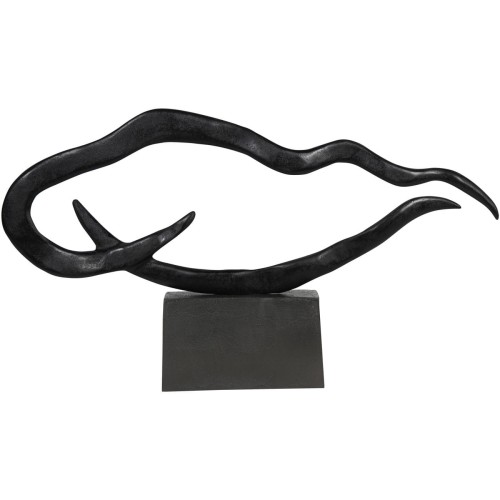 Czarna rzeźba Waves 116 cm nowoczesna aluminium duża rzeźba