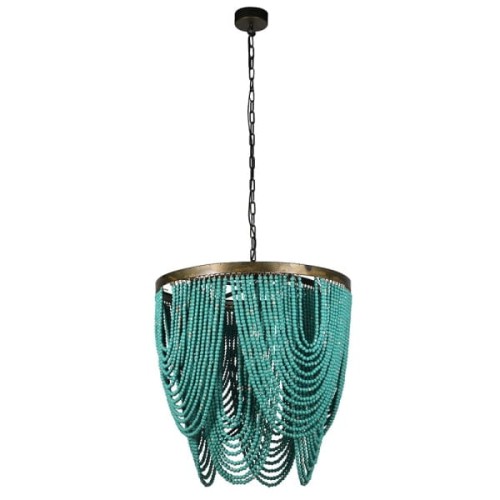 Żyrandol Beads turquoise 66 cm turkusowe koraliki lampa wisząca boho