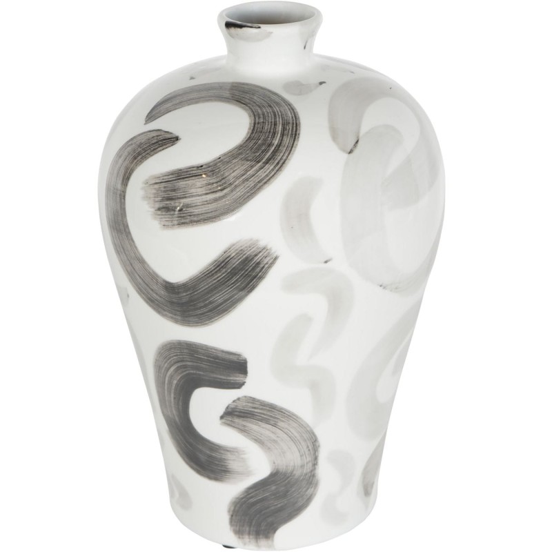 Wazon ceramiczny Brush 38 cm biel i szarości wazon na kwiaty