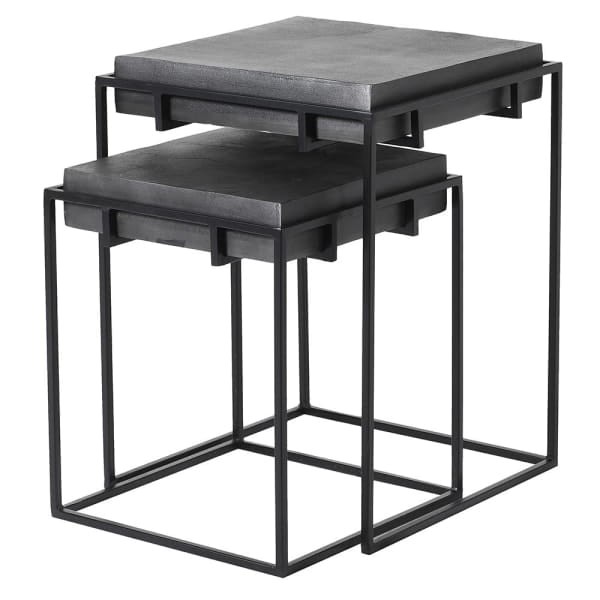 Stoliki boczne Telcon Black aluminium żelazo czerń komplet dwóch stolików