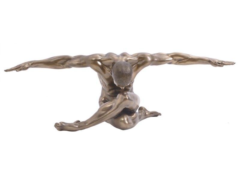 Duża rzeźba Halycon Male Sculpture 138x44 cm mężczyzna z rozpostartymi ramionami, wykończona w brązie