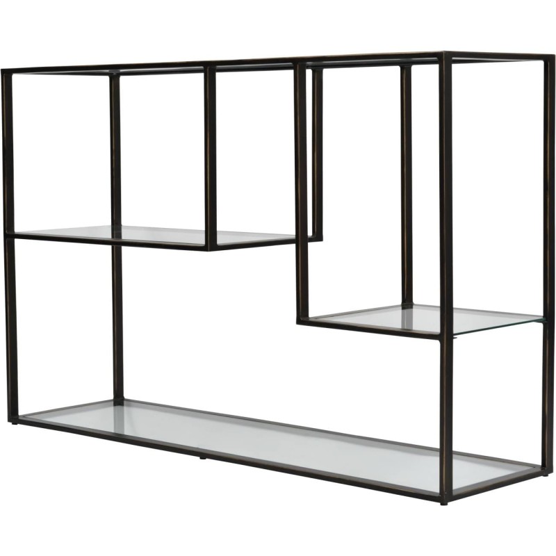 Konsola Pimlico 123x80 cm szklany blat brązowa metalowa rama ze złotymi przetarciami