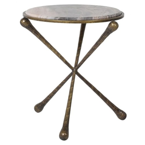 Stolik boczny Marble Antique 57 cm antyczna powierzchnia blatu dekoracyjna podstawa z żelaza