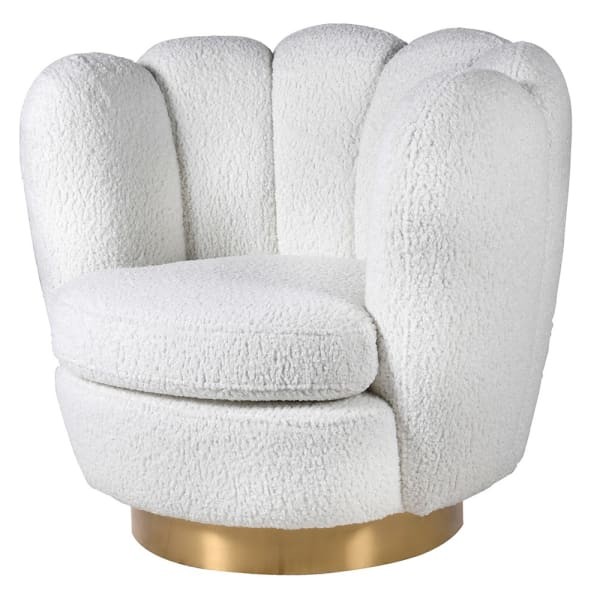 Biały fotel Cloud White 83 cm na złotej podstawie