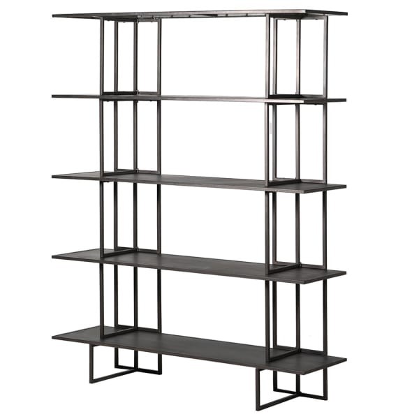 Czarny regał Eaton Black 190 cm z żelazną konstrukcją