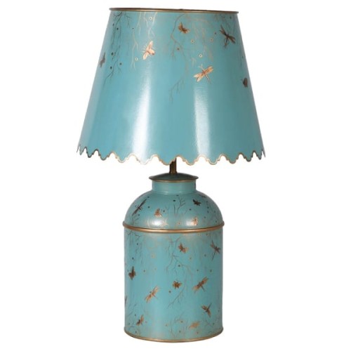 Lampa stołowa Iron Blue 72 cm dekoracyjna żelazna niebieska metalowy klosz i podstawa