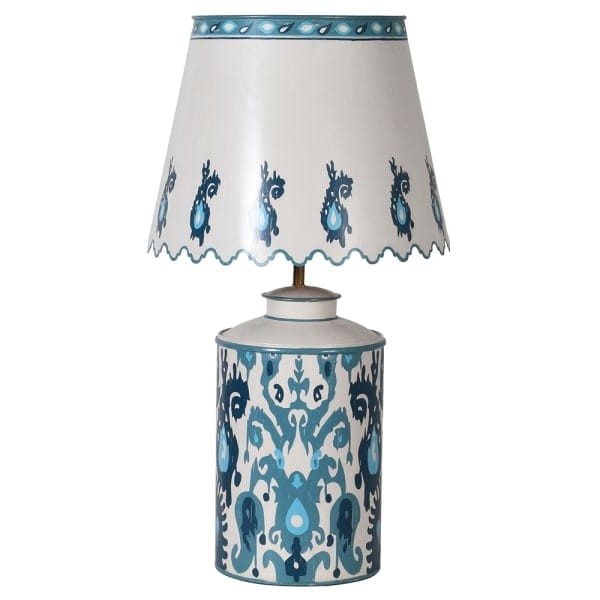 Lampa stołowa Iron White 77 cm biało niebieska