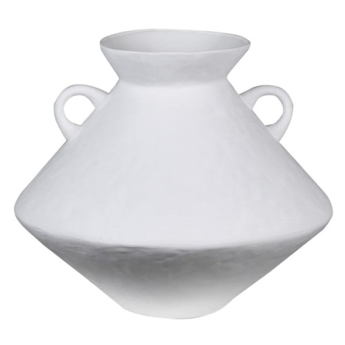 Wazon Stone Handles z kamionki 31 cm biały duży wazon z uchwytami