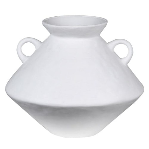 Wazon Stone Handles S z kamionki 24 cm biały wazon z uchwytami