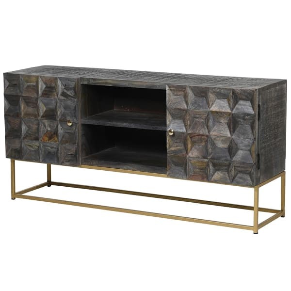 Szafka RTV Eccleston 125 cm z ciemnego drewna mango