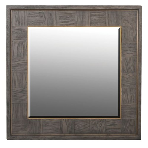Lustro Camile Oak 75 cm – kwadratowe w ramie z szarego dębu i mosiądzu