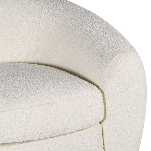 Biała sofa boucle Cloud Ivory 228 cm szerokości dekoracyjna sofa zaokrąglony kształt czarne nóżki
