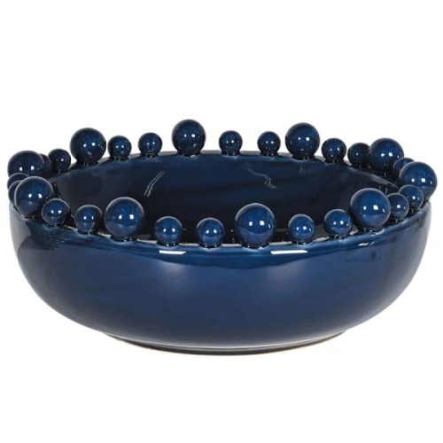 Misa Bubble Blue ceramika 38 cm średnicy dekoracyjna misa zdobione krawędzie niebieska