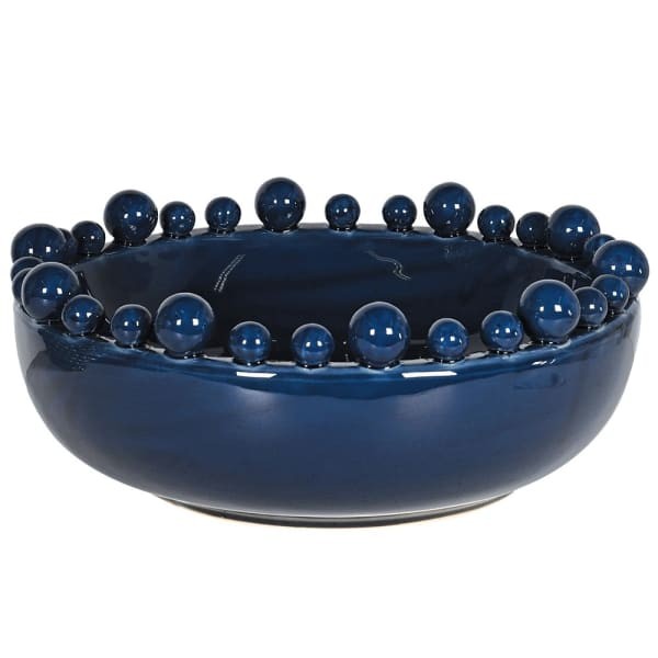 Niebieska ceramiczna misa dekoracyjna ręcznie wykonana 38 cm