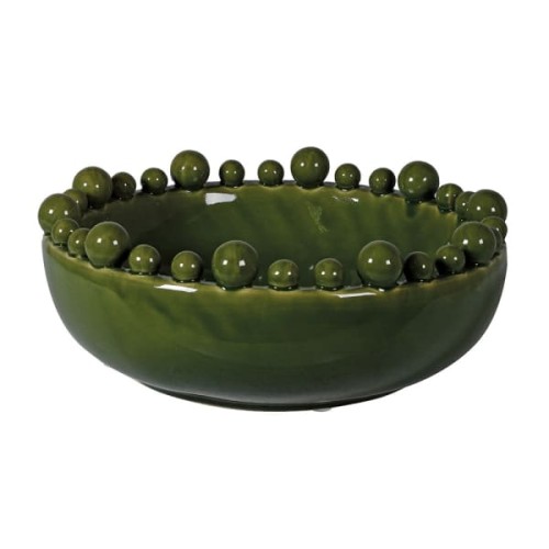 Misa Bubble Green ceramika 38 cm średnicy dekoracyjna misa zdobione krawędzie zielona