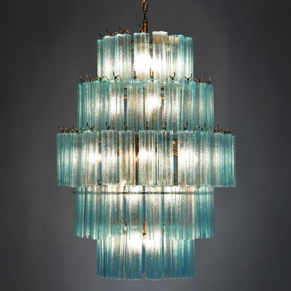 Żyrandol Maldon Blue 110x80 cm niebieskie szkło żelazo duży rozmiar