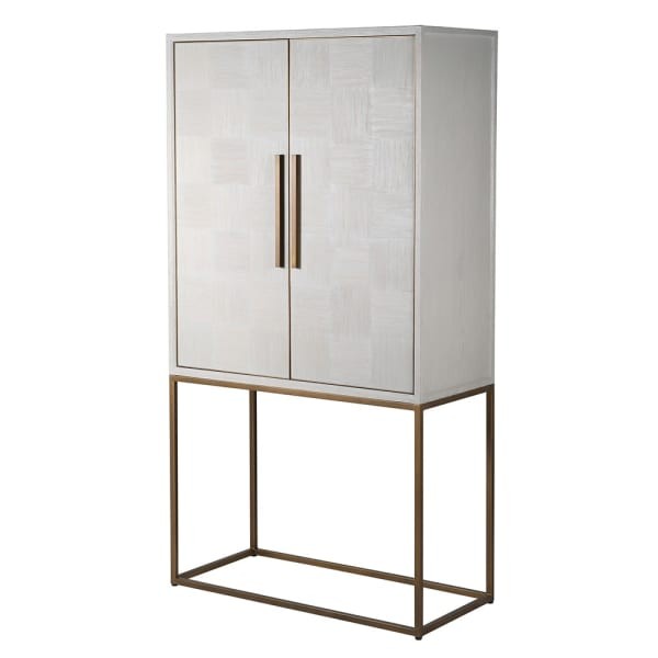 Barek Primrose 182 cm jasny dąb elegancki mebel do jadalni lub salonu podstawa w kolorze miedzi