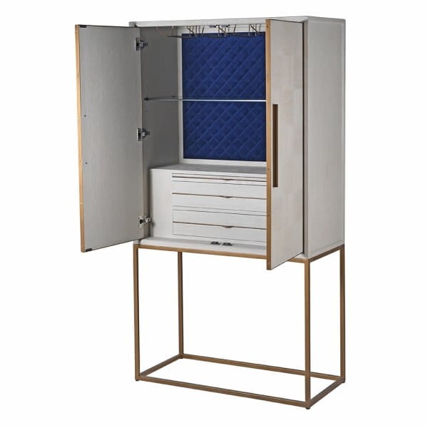 Barek Primrose 182 cm jasny dąb elegancki mebel do jadalni lub salonu podstawa w kolorze miedzi