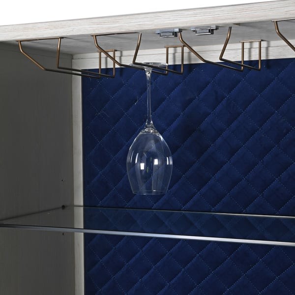 Barek Primrose 182 cm jasny dąb elegancki mebel do jadalni lub salonu podstawa w kolorze miedzi