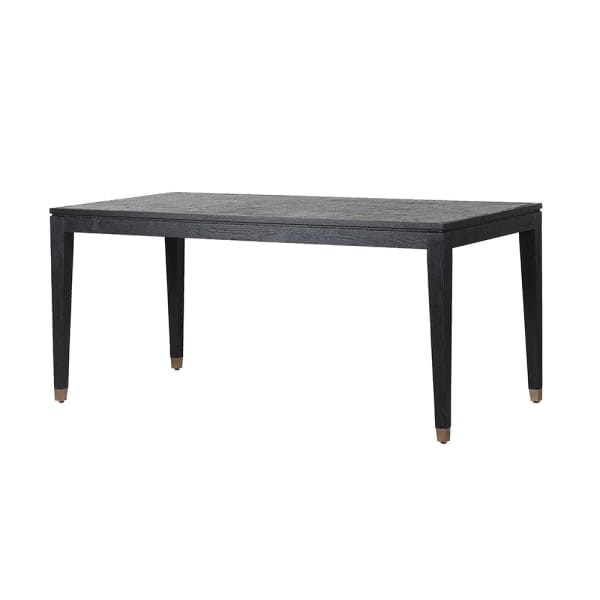 Stół do jadalni Zelten Black 90x180 cm czarny dąb detale w kolorze mosiądzu
