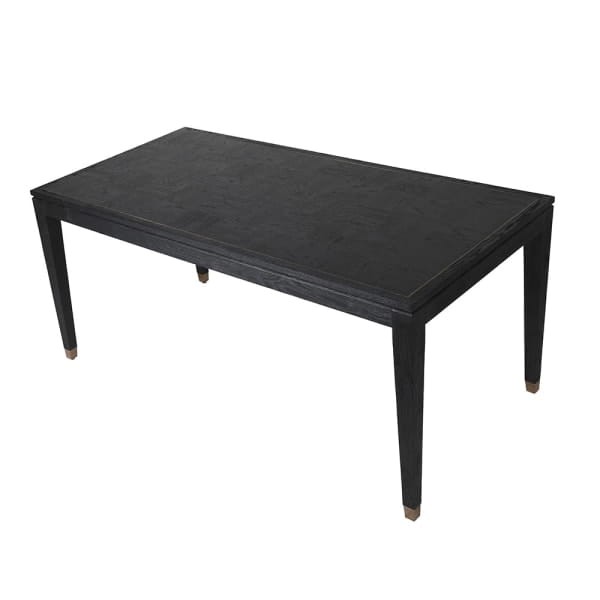 Stół do jadalni Zelten Black 90x180 cm czarny dąb detale w kolorze mosiądzu