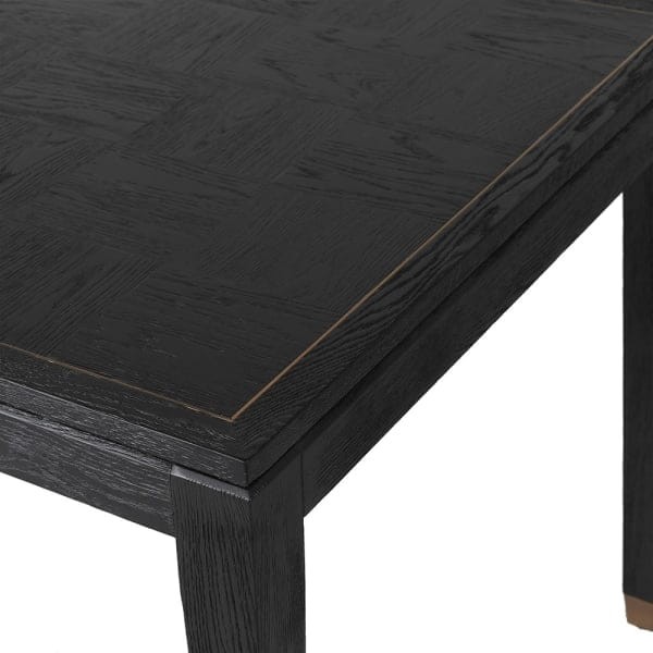 Stół do jadalni Zelten Black 90x180 cm czarny dąb detale w kolorze mosiądzu