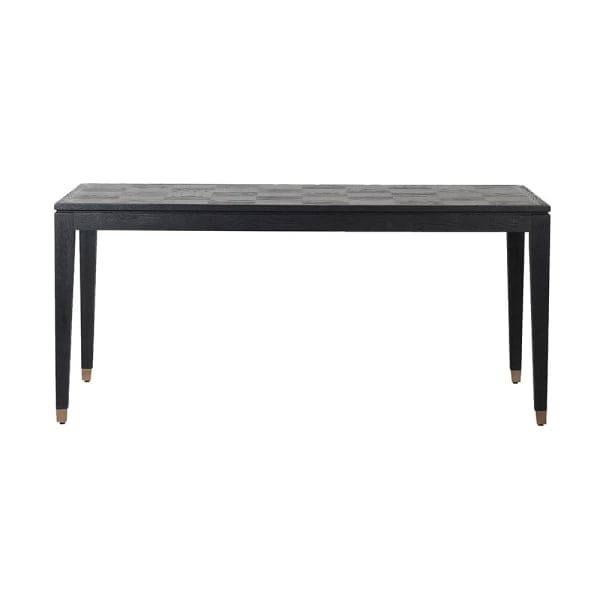 Stół do jadalni Zelten Black 90x180 cm czarny dąb detale w kolorze mosiądzu
