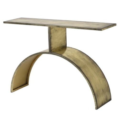 Konsola Montrose Iron 125x84 cm antyczne złoto żelazna oryginalny kształt