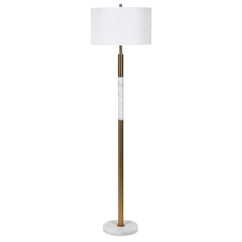Lampa podłogowa Marble White 157 cm marmurowa podstawa złote detale biały abażur