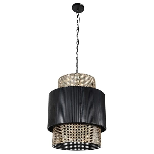Lampa sufitowa Rattan Black 60x50 cm lampa wisząca efekt rattanu żelazo