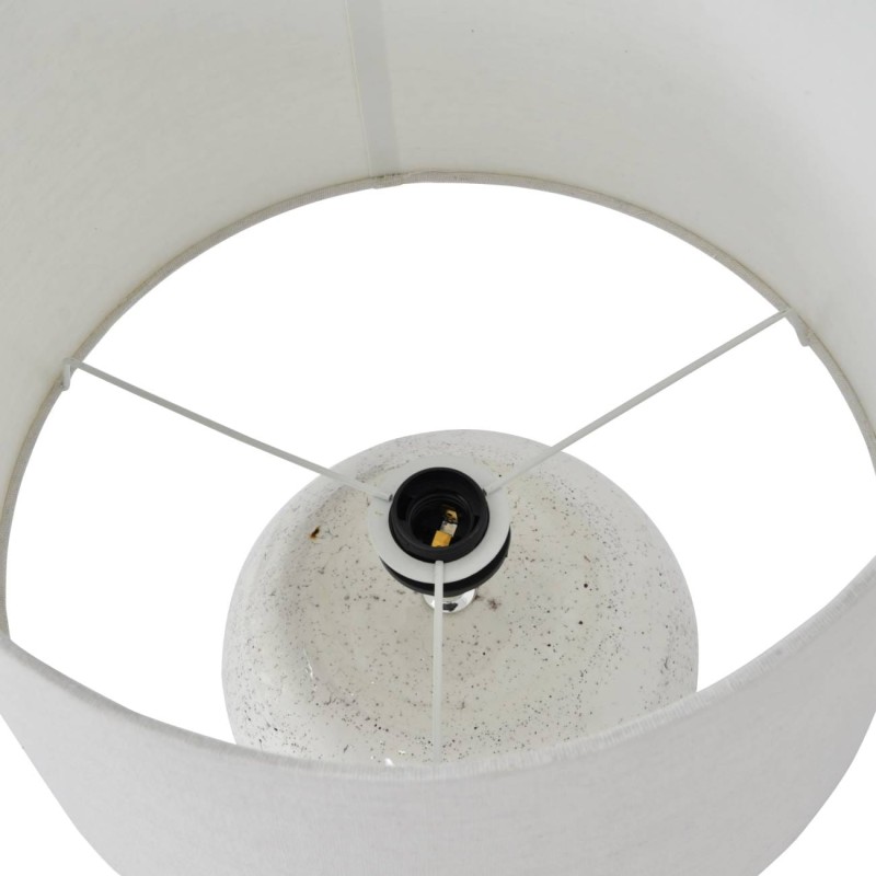 Lampa stołowa White Classic 58 ceramiczna podstawa jasny klosz lniany