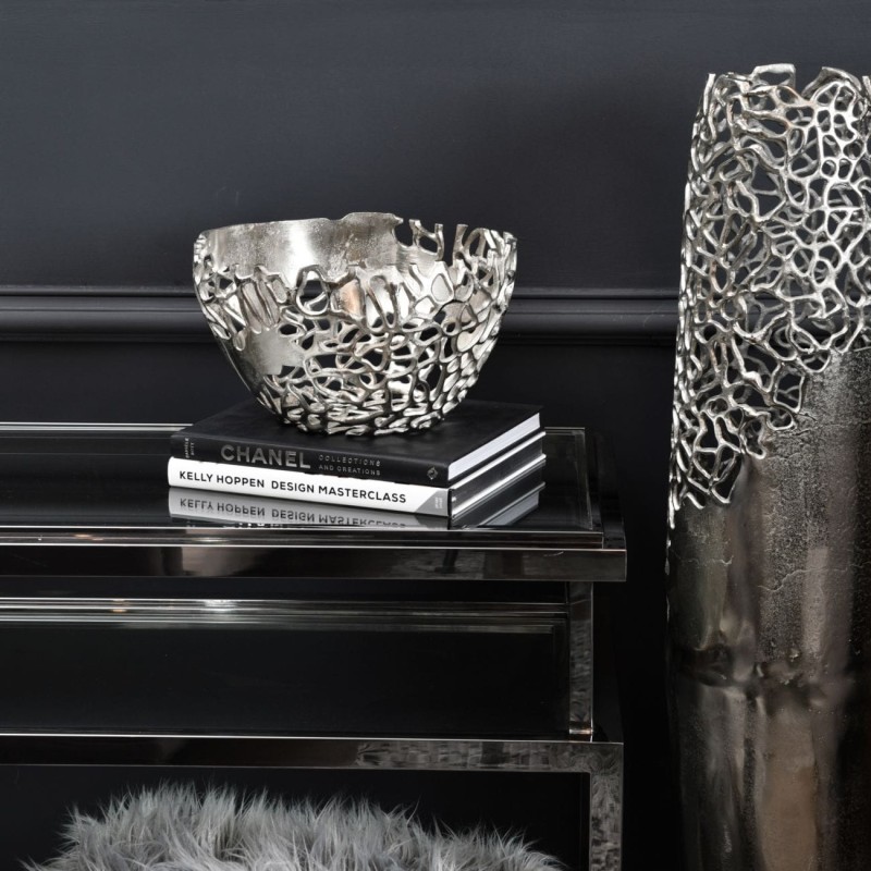 Bardzo wysoka waza dekoracyjna Chelsea aluminium wazon srebrny 115 cm