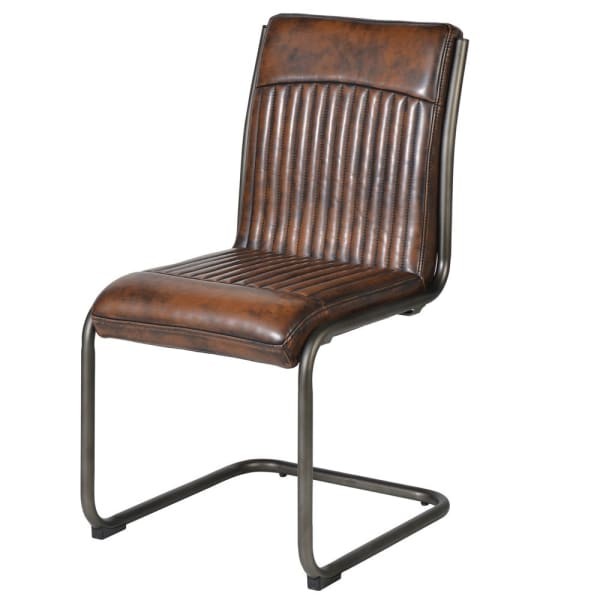 Brązowe krzesło Brown Chester brązowa sztuczna skóra oryginalny design