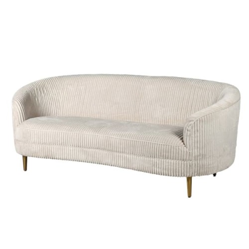 Sofa Kensington 180 cm kremowy sztruks złote stalowe nóżki