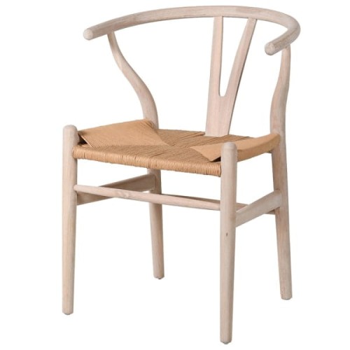Krzesło do jadalni Linton Oak 78 cm wishbone jasny dąb siedzisko ze sznura styl farmhouse