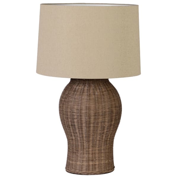 Lampa stołowa Wilton Oversized 84 cm podstawa rattan jasny lniany abażur