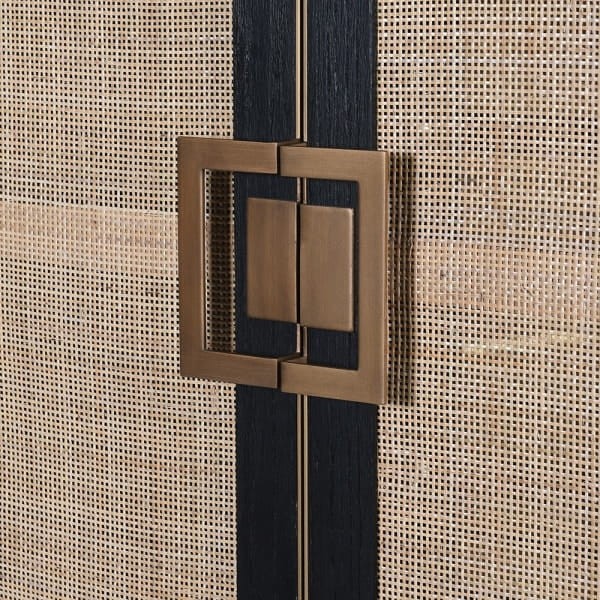 Barek Zelten Black 183 cm dąb czarny rattanowe fronty na podwyższeniu