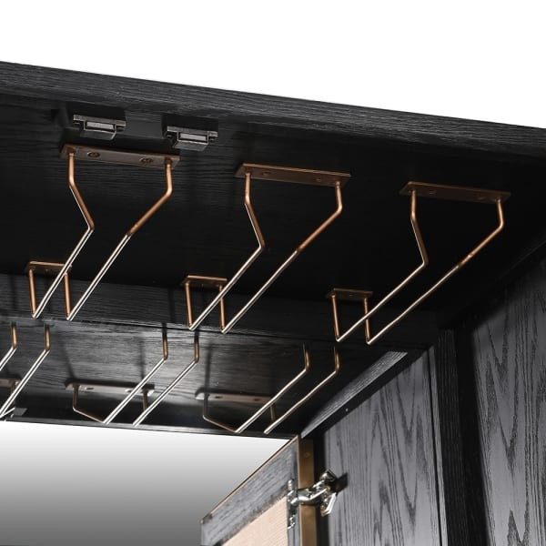 Barek Zelten Black 183 cm dąb czarny rattanowe fronty na podwyższeniu