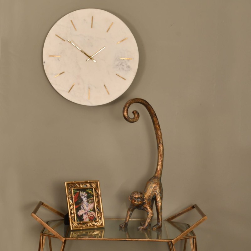 Zegar marmurowy Montrose Brass biały marmur 43 cm mosiądz