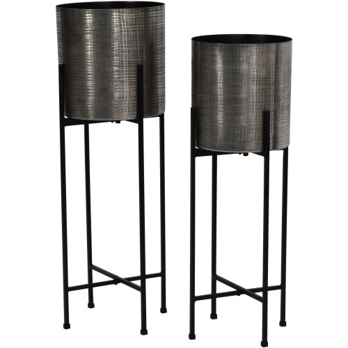 Donice Belgrave Grey 76 cm – komplet 2 srebrnych donic żelaznych na czarnych podstawach