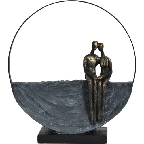 Rzeźba Portland Love Circle 33 cm zakochana para w kole brąz szarości