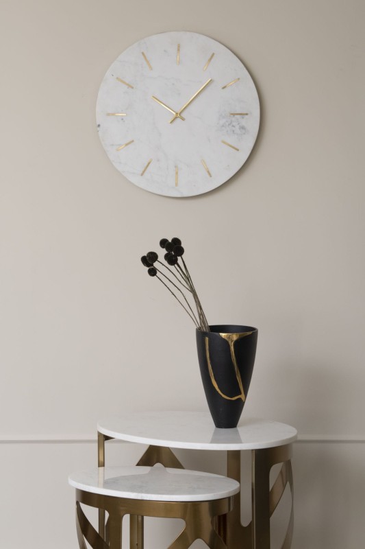 Zegar Montrose Brass biały marmur 43 cm mosiądz