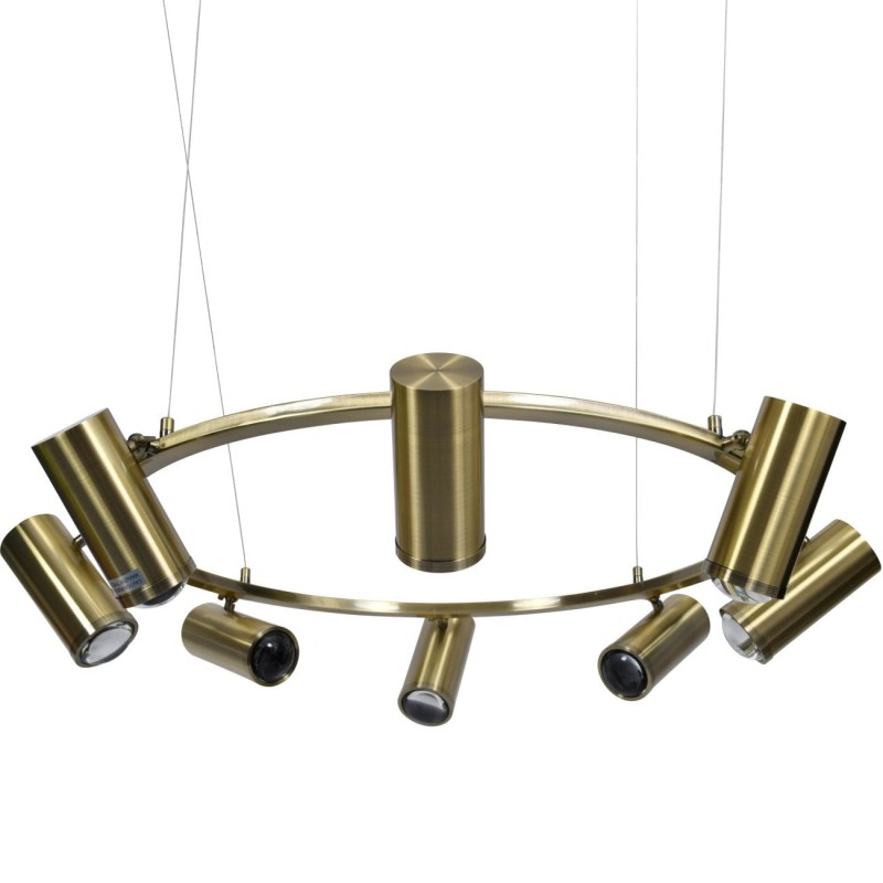 Lampa Sufitowa Reflector Brass 90x90x18 cm mosiądz szczotkowany osiem reflektorów - żyrandol reflektory