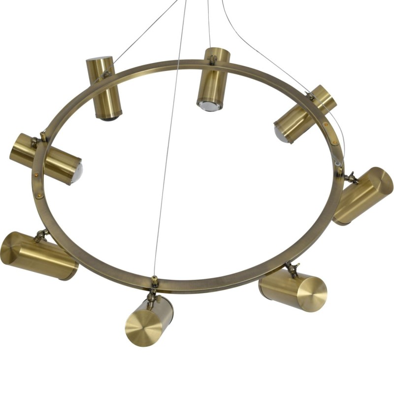 Lampa Sufitowa Reflector Brass 90x90x18 cm mosiądz szczotkowany osiem reflektorów