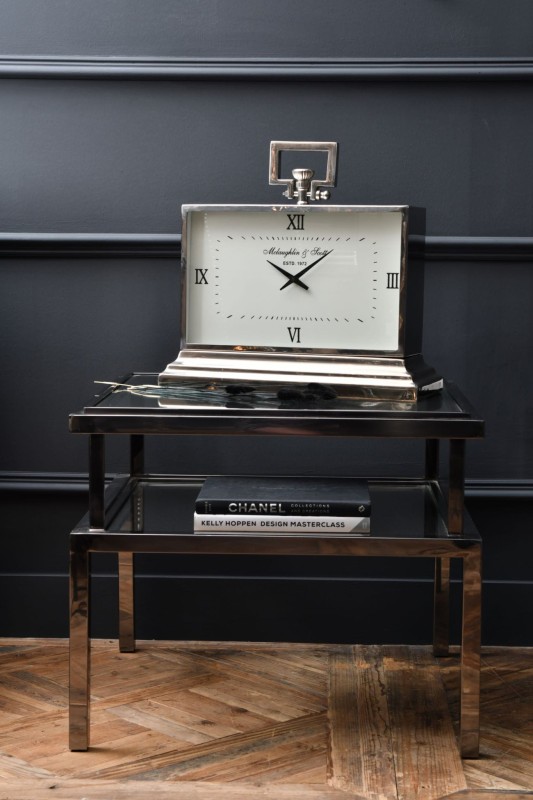 Zegar Brompton Elegance srebrny biała tarcza 54x52 cm duży rozmiar