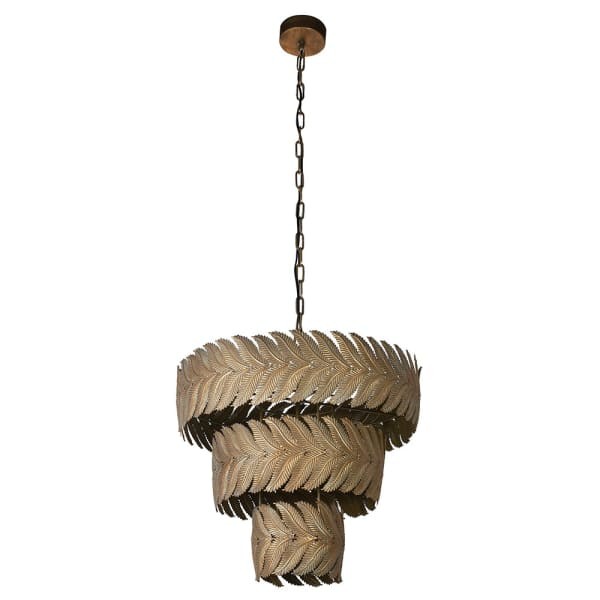 Lampa sufitowa Leaf 55x48 cm złota żelazna lampa wisząca liście