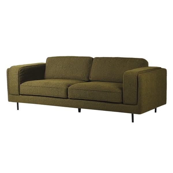 Sofa Simple Green Boucle 225 cm szerokości trzyosobowa bukla czarne nóżki