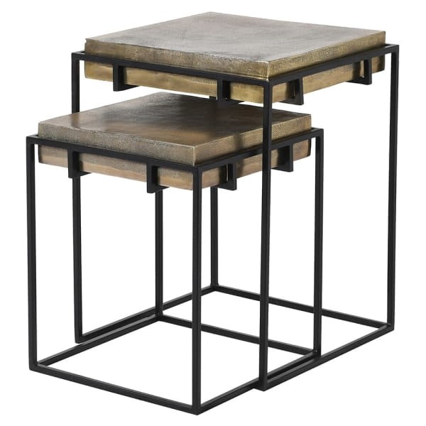 Stoliki boczne Telcon Brass aluminium żelazo złoto czerń komplet dwóch stolików