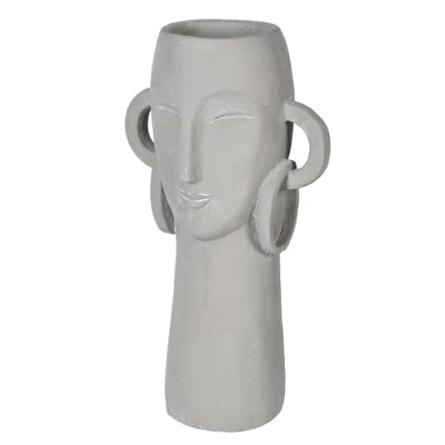 Wazon Earring 46 cm szary cement twarz kobiety z kolczykami w uszach 